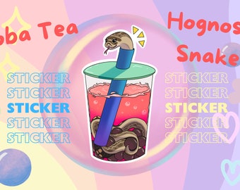 Boba Tea Hognose Snake 2&quot; Holographic Vinyl Sticker