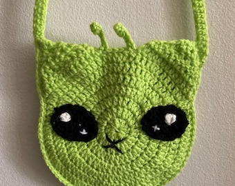 Crochet Alien Cat Bag Gnarpy Purse Handmade Free Shipping