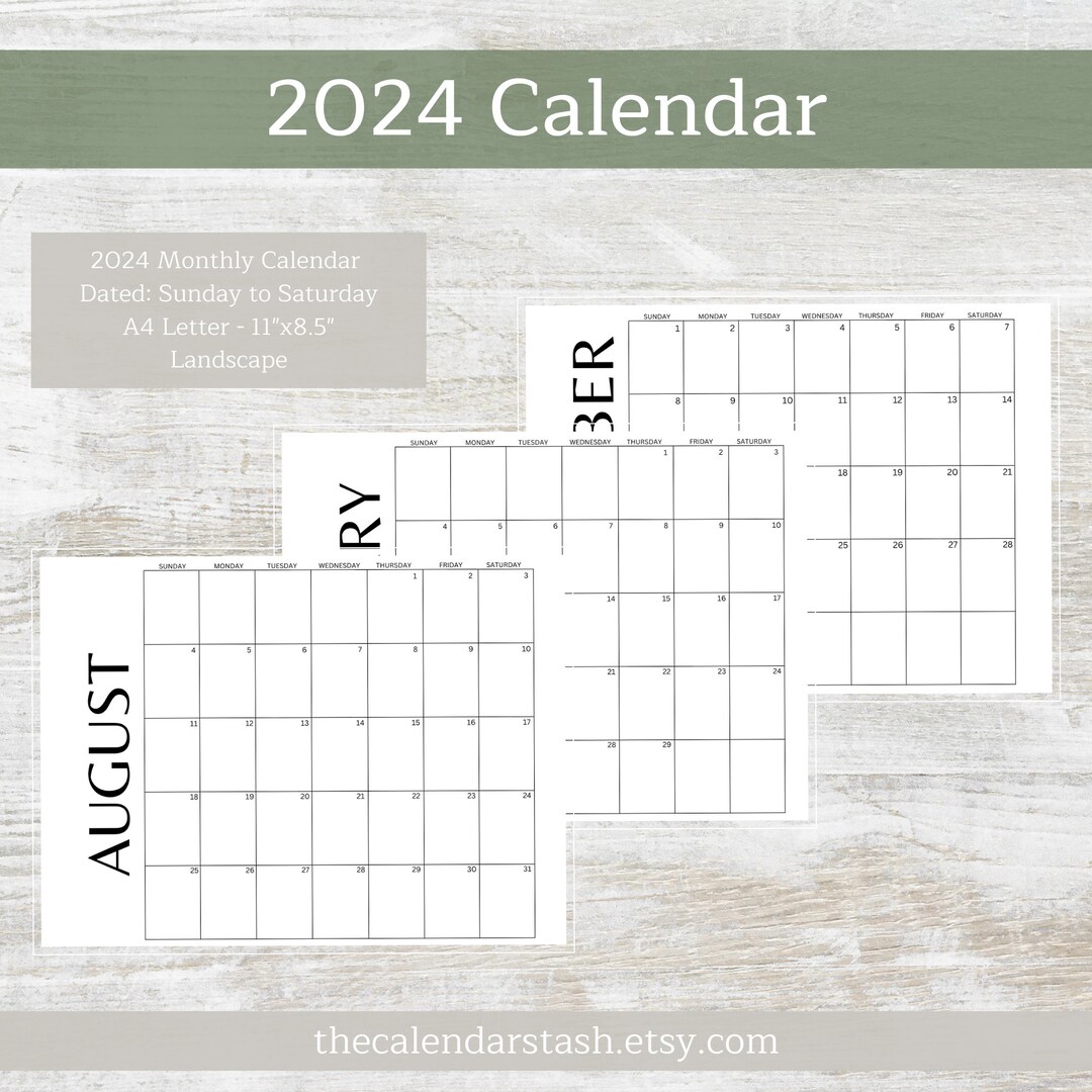 2024 Printable Calendar Minimalist Wall Calendar Printable Etsy