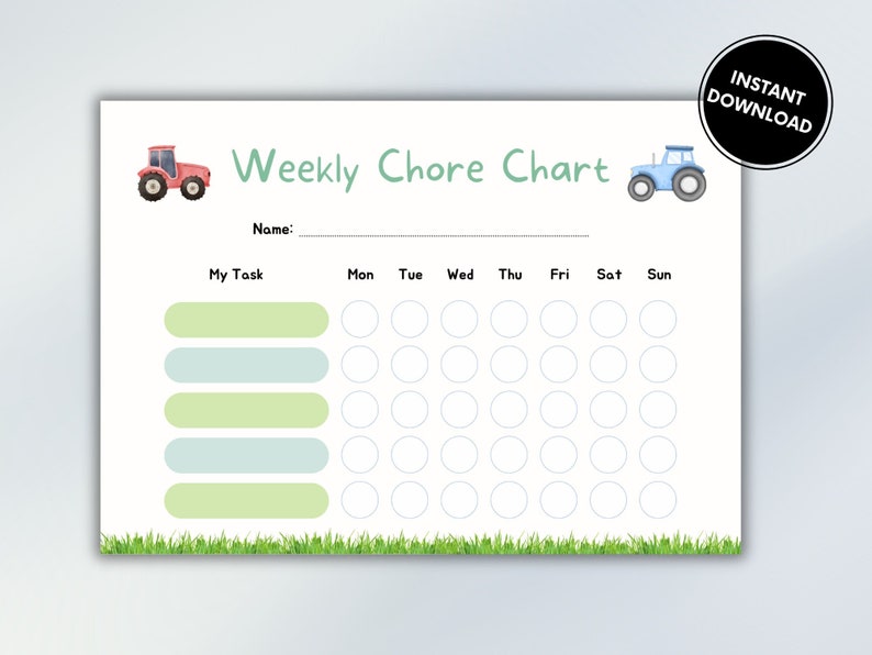 Kids Tractor Printable Chore Chart Chore Chart for Kids - Etsy