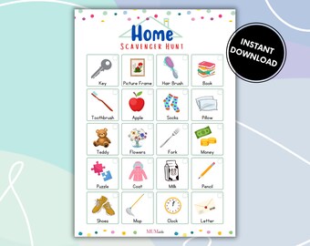 Búsqueda del tesoro en interiores imprimible, actividades para niños, actividades imprimibles para niños, juegos de interior, búsqueda del tesoro para niños, descarga instantánea
