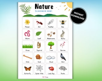 Natur Schnitzeljagd, druckbare Schnitzeljagd im Freien, Kinderspiele im Freien, Aktivitäten im Freien, Kinderaktivitäten, druckbare Aktivitäten für Kinder