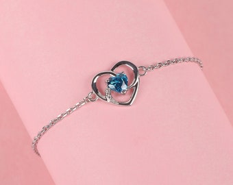 Heart shape Design Bracelet 925 sterling silver heart bracelet adjustable, rhodium plated, swiss zirconia gift for women and girls.