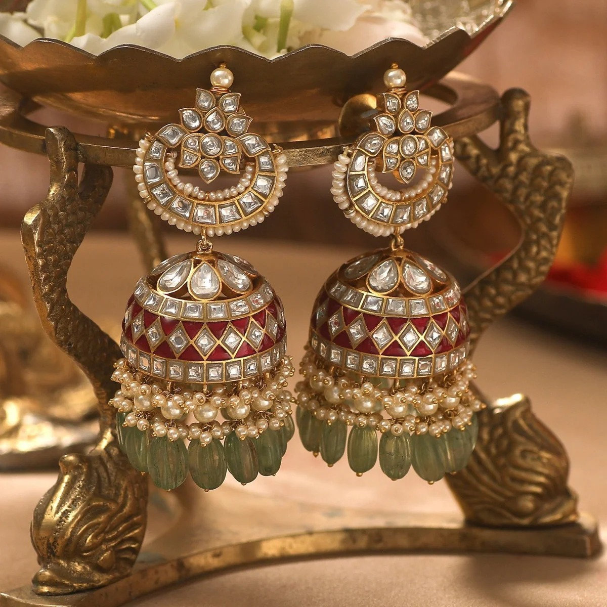 Polki jhumka best sale earrings