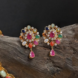 Multicolour Stud Earrings | 925 Sterling Silver | Rainbow CZ Crystal Earrings | Dainty Silver Studs | Colorful Earrings for Women Gift