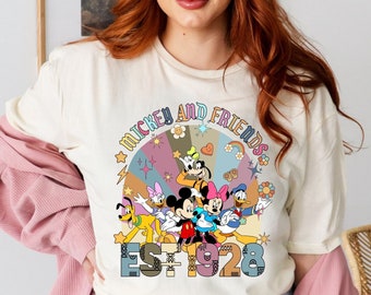 Mickey And Friends Shirt, Disney Mickey Mouse Est 1928 Shirt, Disney World Tee Pluto Daisy Duck Mickey Mouse Goofy Minnie Mouse Donald Duck