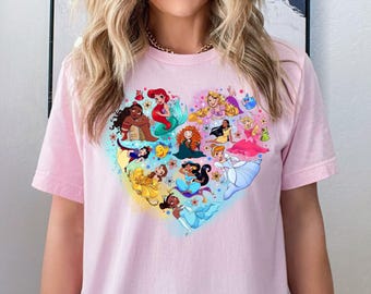 Disney Princesses Shirt, Disney Elsa, Jasmine,Merida,Snow White,Ariel,Moana,Cinderella,Belle,Tiana,Pocahontas Shirt
