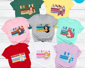 Disney Princess Matching Shirt, All Disney Princesses Group Shirt, Belle Anna Merida Elsa Moana Ariel Aurora Jasmine Cinderella Shirt