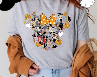 Halloween Disney Princesses In Minnie Ears Shirt, Disney Princess Halloween Shirt, Disney Princess Belle Ariel Jasmine Cinderella Snow White