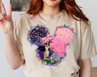 Disney Pocahontas Mickey Ears Shirt, Pocahontas Shirt, Floral Mickey Ears, Disney Trip Shirt, Princess Pocahontas, Disney Princess, Matching