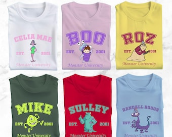 Disney Monsters University Characters Matching Shirt, Disney Monsters Celia Mae Boo Roz Mike Sulley Randall Boggs Shirt, Monsters Group Tee