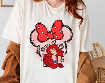 Disney Ariel Minnie Ears Shirt, Watercolor Ariel Tee, The Little Mermaid, Princess Ariel, Disney Princess, Disney Park Shirt, Ariel Gift For