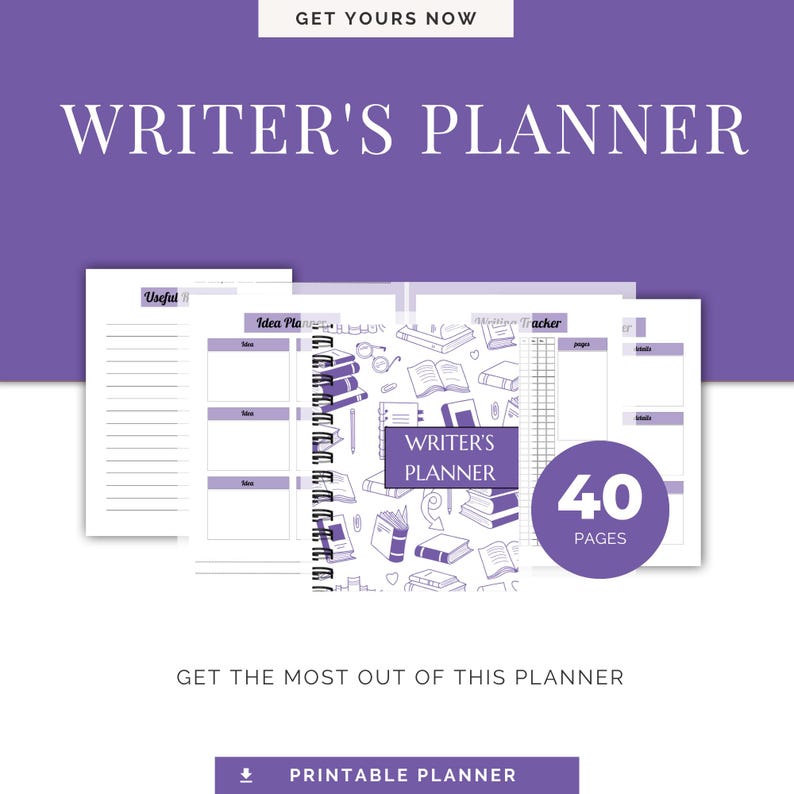 Writer’s Planner Printable | Story Outline, Plot & Character Sheets ...