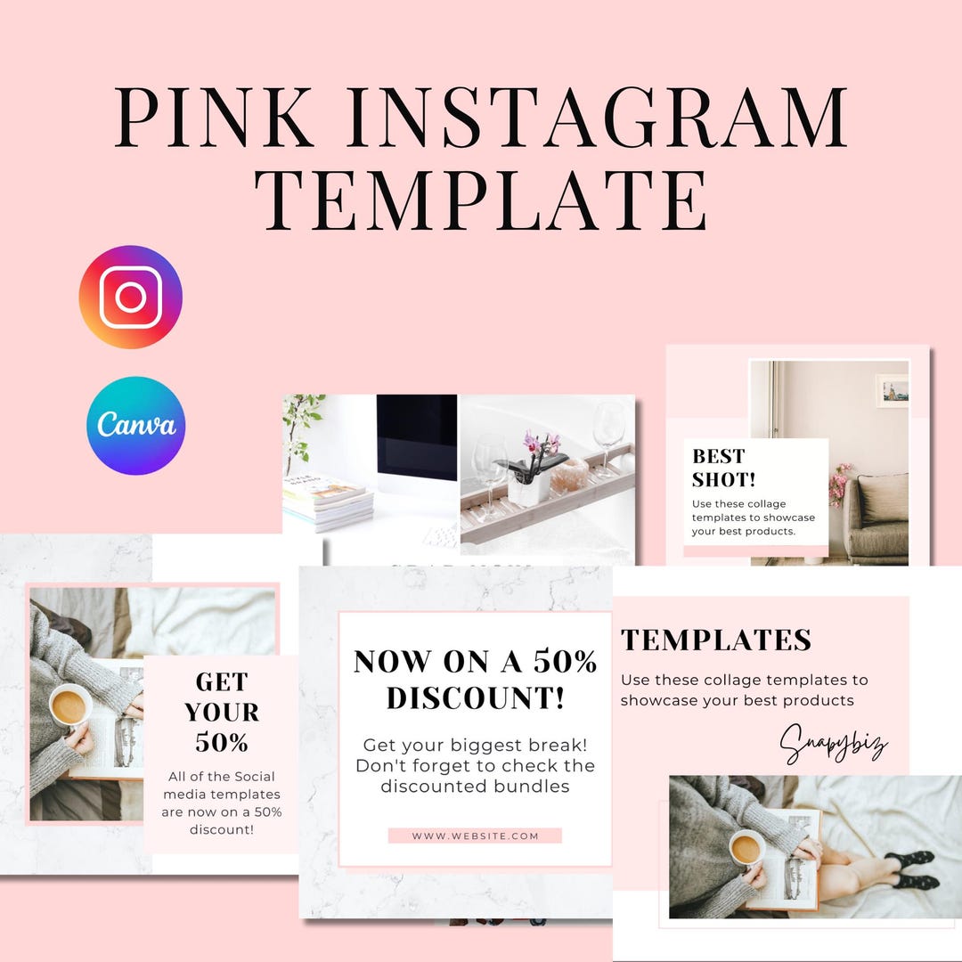 Pink Instagram Template | Canva Editable Social Media Post for Feminine ...