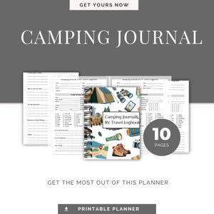Camping Journal Printable | Reisetagebuch | Zeltplatz Notizen | Checkliste verpacken | Outdoor Abenteuer Planer PDF | Sofort Download