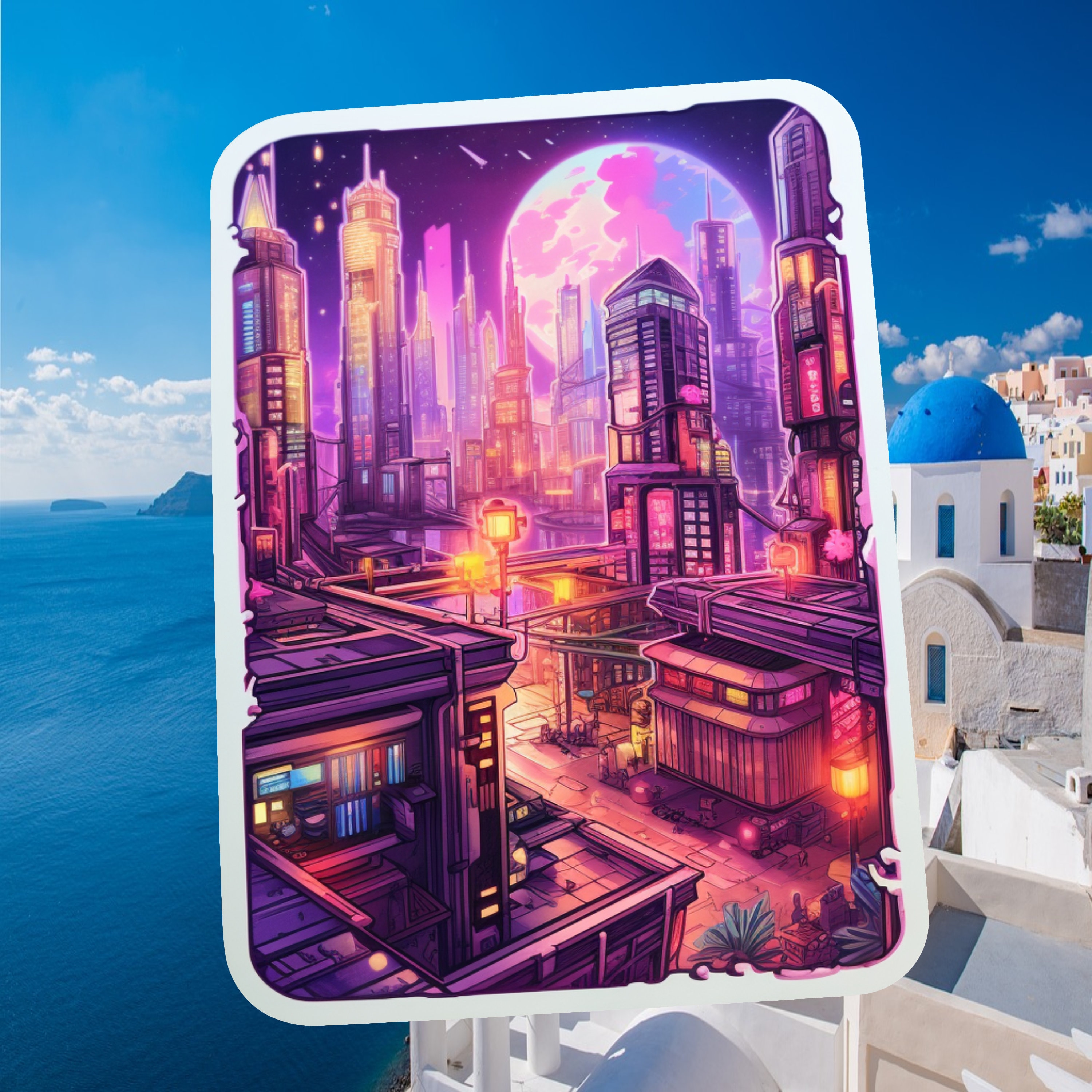 Cyberpunk City Sticker Cyberpunk Vinyl Sticker City Sticker Etsy