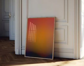 Farbverlaufs-Aura-Kunst | Verträumter Sonnenuntergang | Orange, Rot, Schwarz