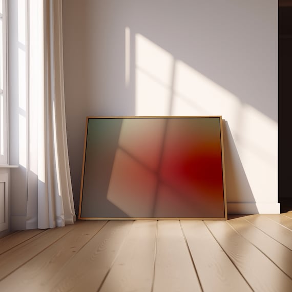 Gradient Aura Art | Printable Download |  Red, Sage Green, Rust Orange, Beige