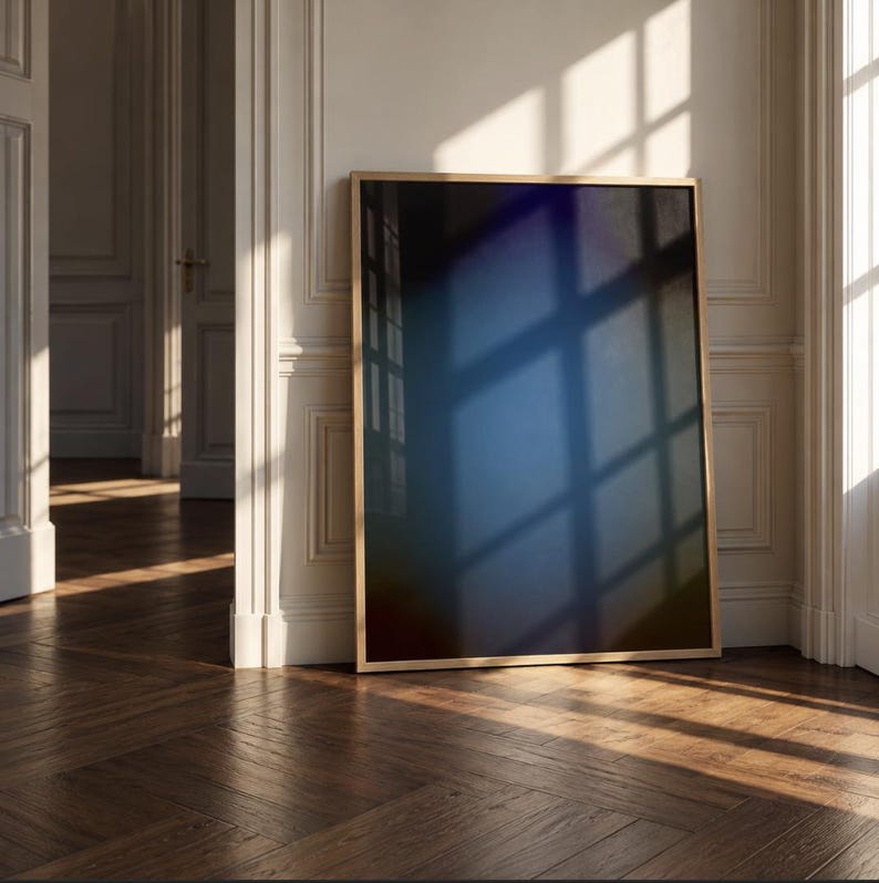 Blue Abstract Wall Art | Gradient Aura Printable | Moody Navy Digital ...