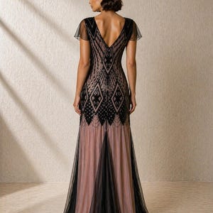 green emerald velvet dress Long Prom Dress with Art-Deco Beads main image 1