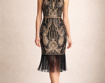 1920s Beaded, Backless, Art Deco, Gatsby Theme, UK 8 US 4