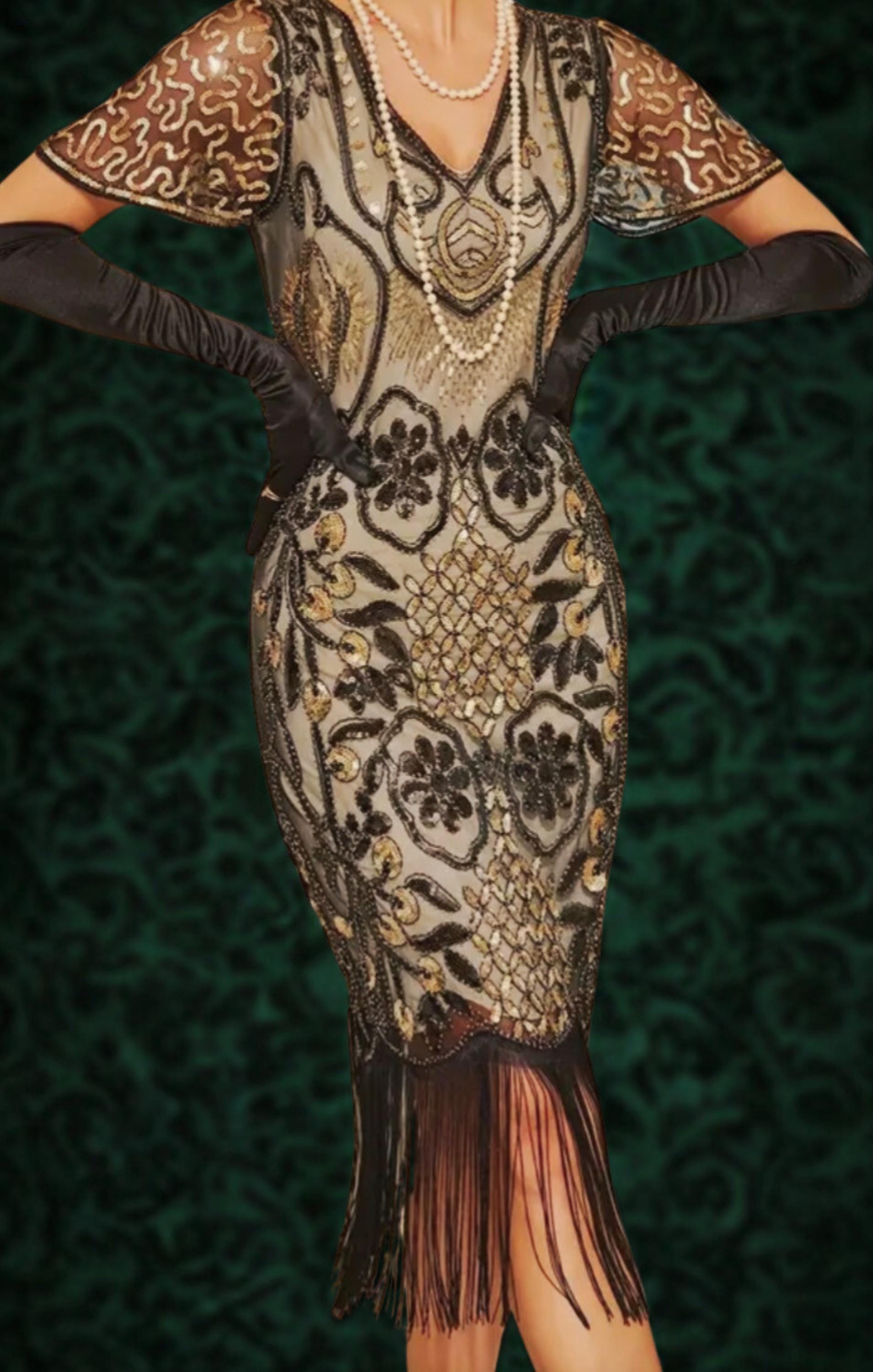 Gold 1920s Dress - Etsy UK