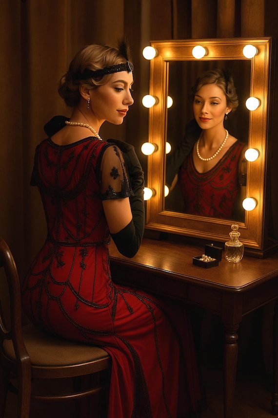 1920s Flapper Evening Gown & Luxury Accessory Set (UK 12/14) - Etsy Israel