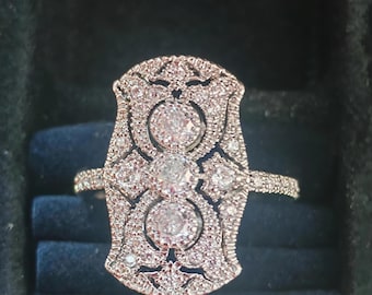 Vintage Victorian Inspired Square silver, multi stone ring. US7 High End Costume Jewellery
