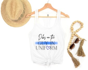 Camisa de esposa de policía, camiseta sin mangas de policía, camisa de gimnasio, tanque de gimnasio, tanque de esposa de policía, novia de policía, regalo de esposa de policía