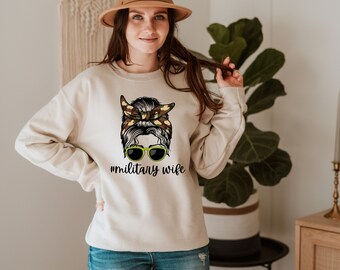 Camisa de esposa militar, sudadera de esposa soldado, camisa militar, sudadera militar, regalo de esposa militar, regalo de esposa soldado, regalo militar