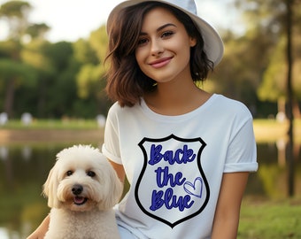 De vuelta la camiseta azul, camisa de policía, camisa de esposa de policía, línea azul delgada