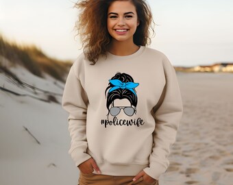 Camisa de esposa de policía, sudadera de esposa de policía, camisa delgada de línea azul, suéter de policía, regalo de policía