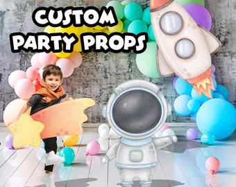 Astronaut in space or Custom Party Props  | Foamboard Cutouts | Birthday Party Balloon Decorations | Personalized Event Photo Booth|Handmade