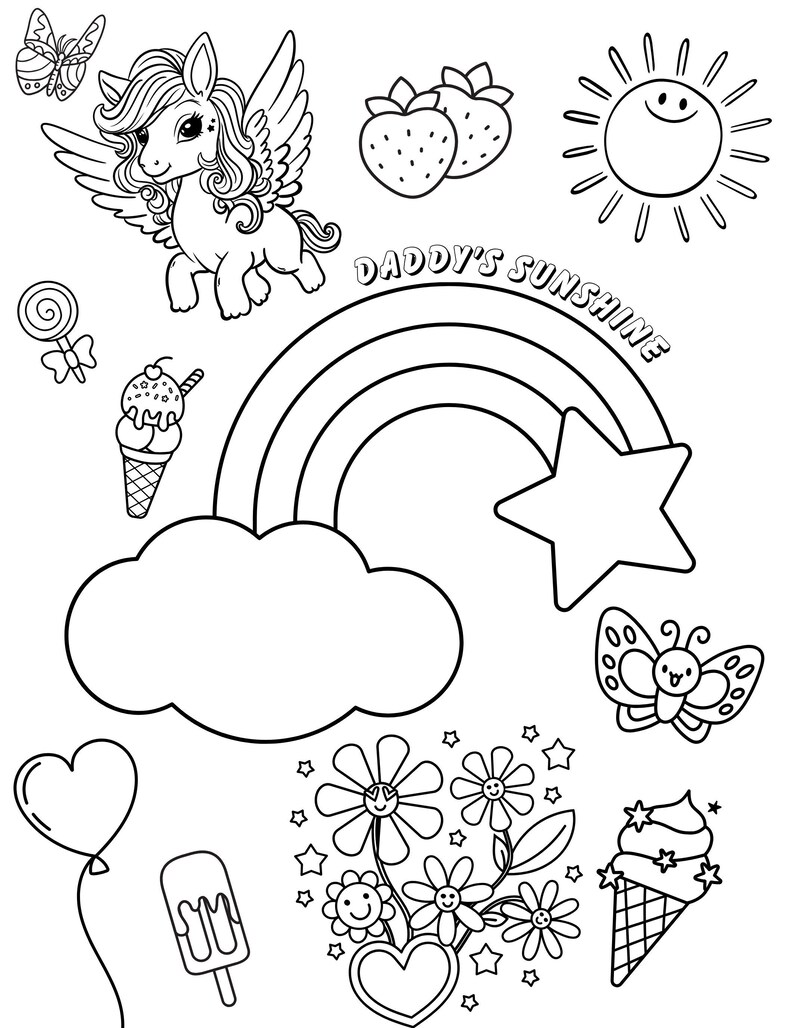 Daddy's Sunshine Summer Cute Coloring Page, Ddlg, BDSM, Adult Coloring