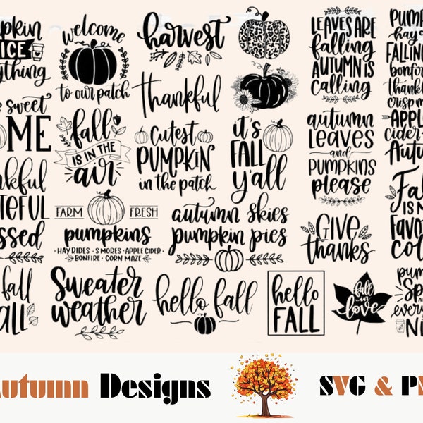 Fall svg bundle hand lettered - Fall svg - autumn svg - thanksgiving svg - hello fall svg - pumpkin svg - fall shirt svg - fall sign svg png