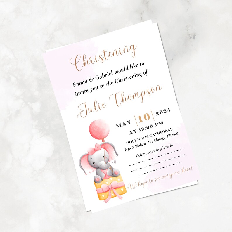 Baby Christening Invitation, Baby Christening Electronic Invite, Baby