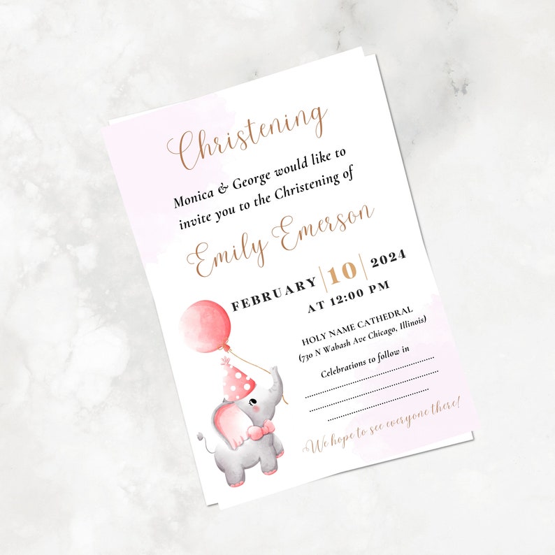 Baby Christening Invitation, Baby Christening Electronic Invite, Baby