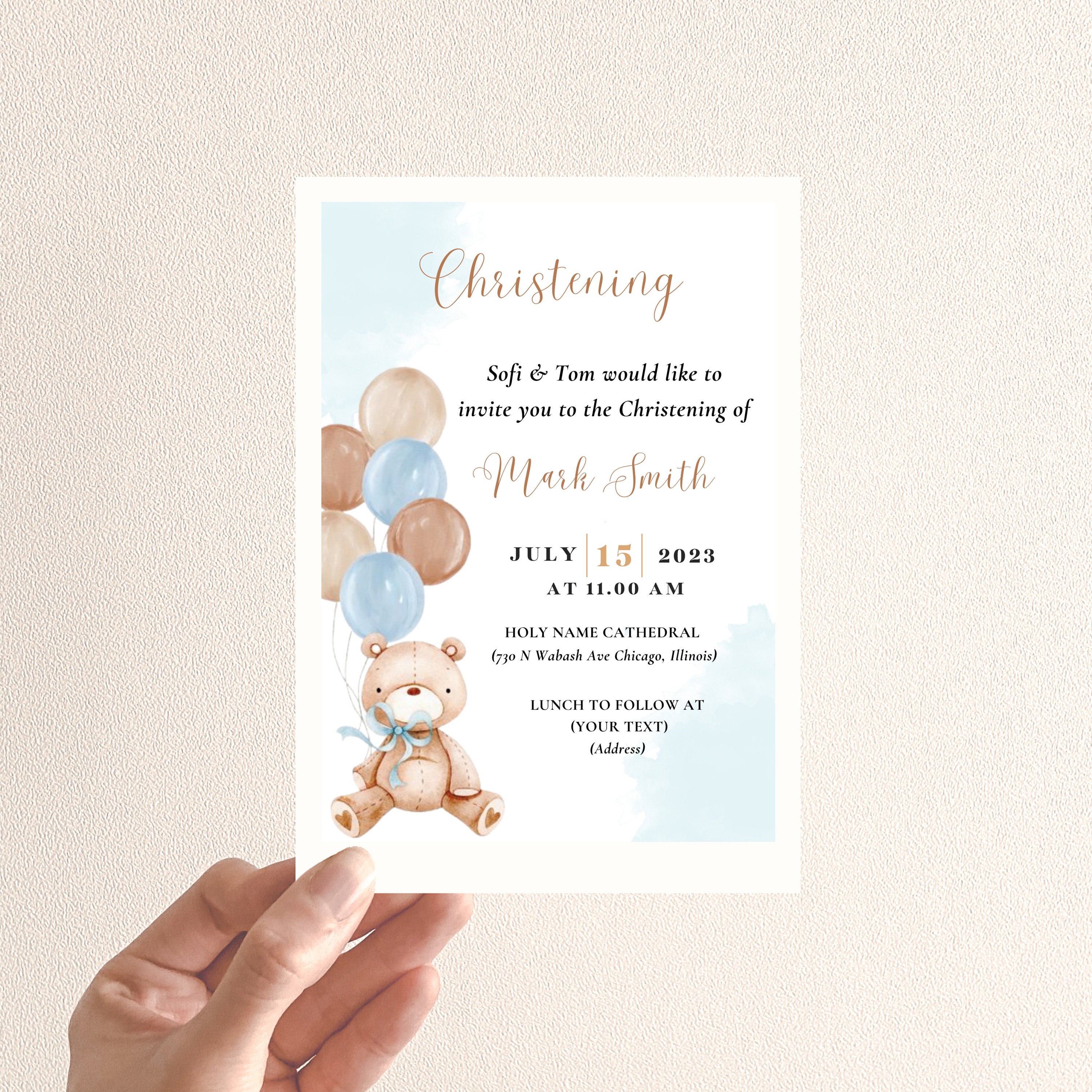 Baby Christening Invitation, Baby Christening Electronic Invite, Baby