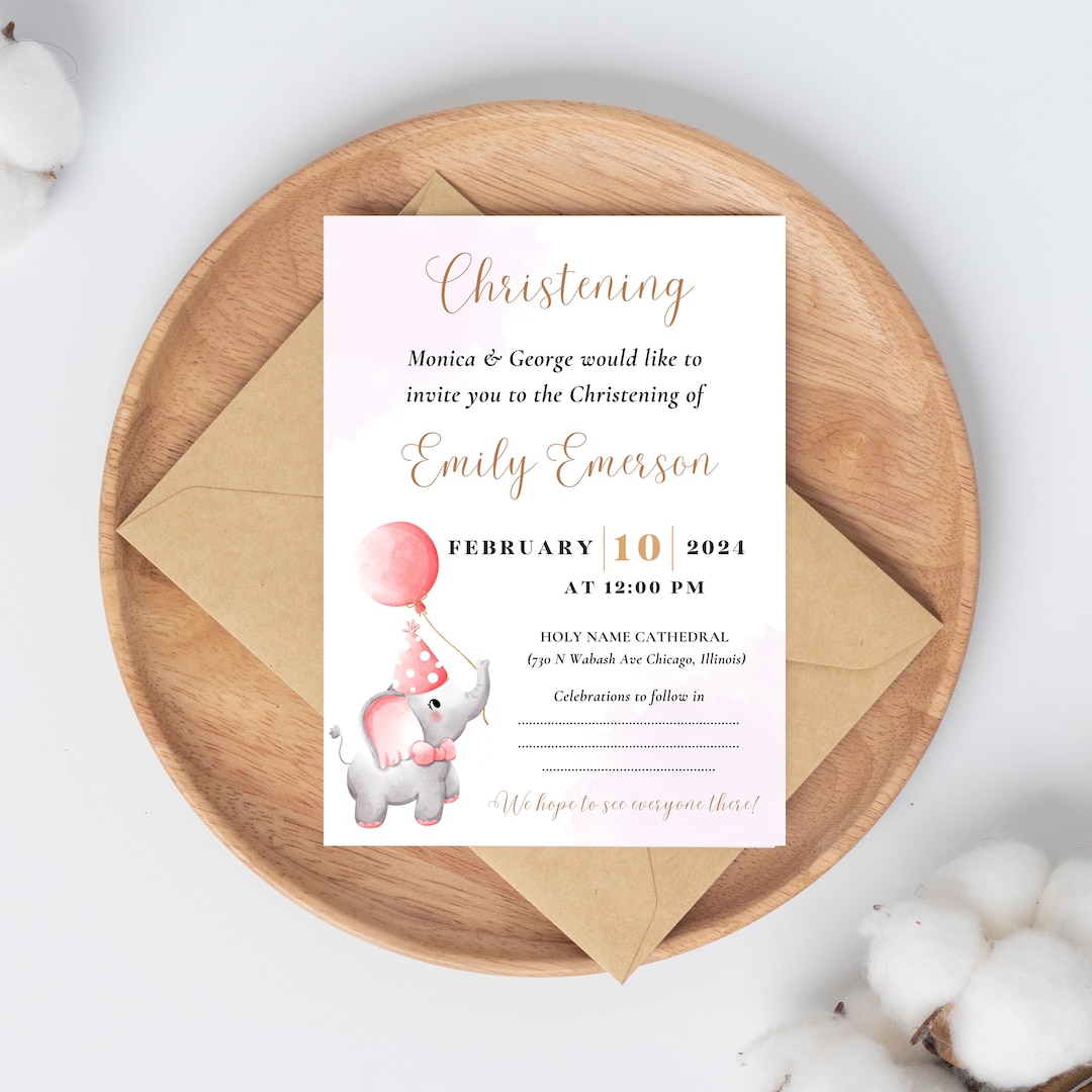 Baby Christening Invitation, Baby Christening Electronic Invite, Baby