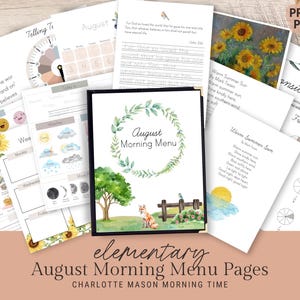 August Morning Menu Pages | Charlotte Mason Morning Time | Printable Homeschool Morning Menu | Homeschool Elementary | Calendar Copywork