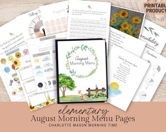 August Morning Menu Pages | August Morning Time | Back to School Morning Menu | Charlotte Mason Homeschool | Homeschool Morning Menu 2026
