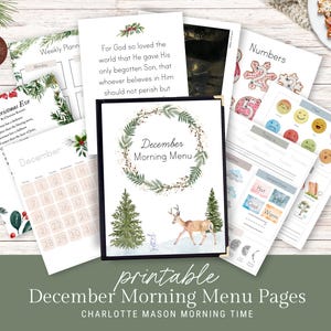 December Morning Menu Pages | Christmas Morning Menu | Winter Morning Time | Charlotte Mason Morning Time Homeschool