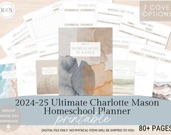 2024-25 Charlotte Mason Homeschool Planner | Lesson Planning Pages | Monthly Planner | Weekly Homeschool Lesson Planner | Term Planner