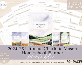 2024-25 Charlotte Mason Homeschool Planner | Lesson Planning Pages | Monthly Planner | Weekly Homeschool Lesson Planner | Term Planner