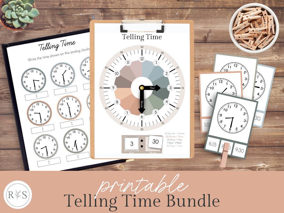 Clock Printable, Clockwork, Learn to Tell Time, Math Game, Homeschool