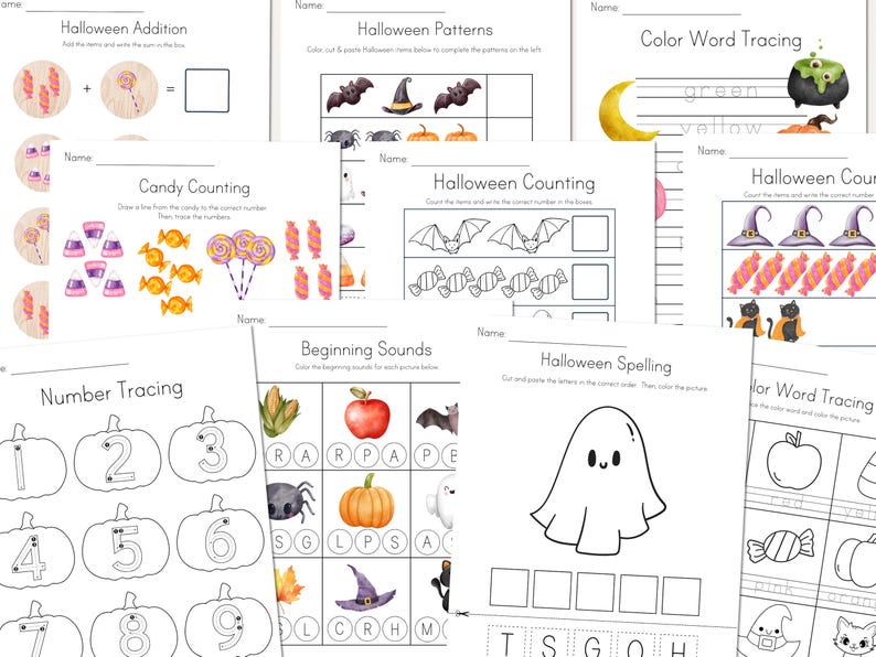 Halloween Math & Literacy Workbook: Preschool Kindergarten Bundle ...