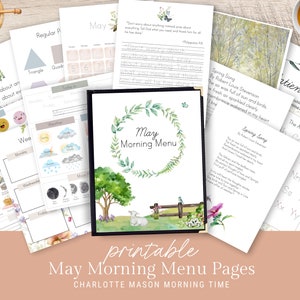 May Morning Menu Pages | May Morning Time | Spring Morning Menu | Charlotte Mason Morning Time Homeschool | Homeschool Morning