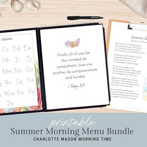 Pages de menu du matin d'été | Menu du matin océan | École primaire du matin | Charlotte Mason, l'école à la maison de l'heure du matin | Étude de poésie | Copier