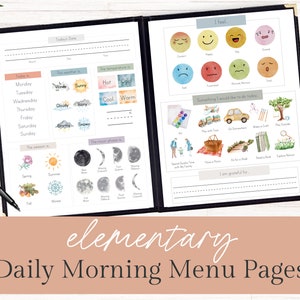 Morgens Menü Tagesblatt | Morning Time Elementar | Morgen Zeit Heimschule | Schulplaner | Morgen-Menü Homeschool