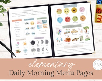 Morning Menu Daily Sheet | Morning Time Elementary | Morning Time Homeschool  | Daily Homeschool Planner | Morning Menu Homeschool